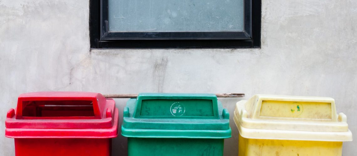 Colorful recycling bins